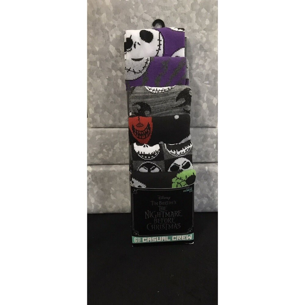 NIGHTMARE BEFORE CHRISTMAS Socks Mens Shoe Size 8-12 Casual Crew 5 Pair 5 Pack